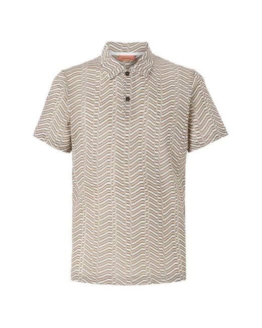 Missoni White Viscose And Cotton Polo Shirt With Greek Key Motif for men