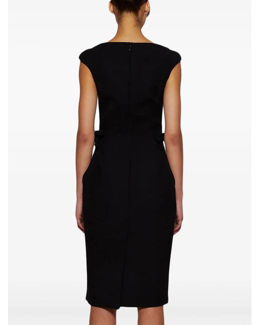 Miu Miu Black Boat-Neck Wool Midi Dress