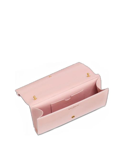 Balmain Pink Shuffle Calfskin Wallet With Chain