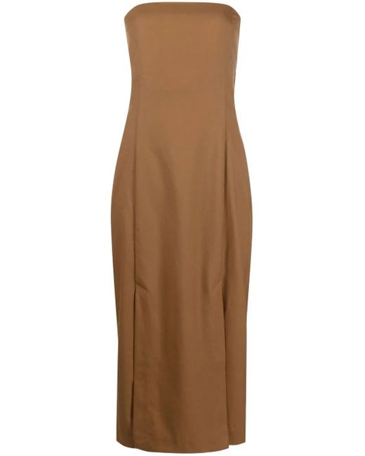 St. Agni Brown Strapless Midi Dress