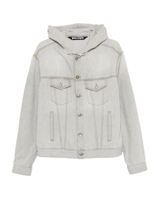 メンズ Palm Angels フーデッド デニムジャケット Gray