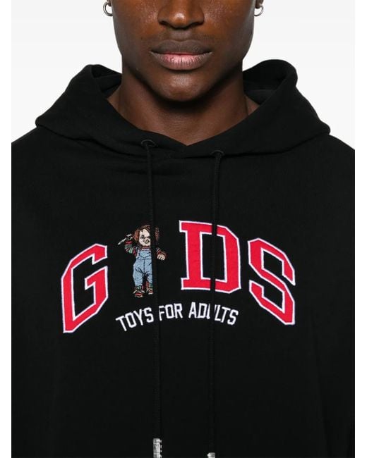 Gcds Black Chucky Lounge Hooded Sweatshirt for men