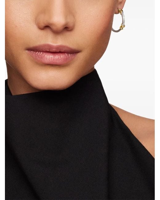 David Yurman Metallic 18K And Sterling Petite Helena Wrap Diamond Hoop Earrings