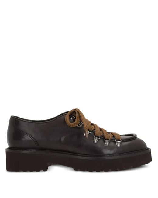 Doucal's Brown Lace-Up Lug-Sole Shoes