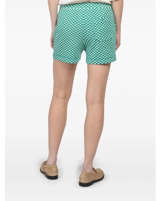 God's True Cashmere Green Geometric-Print Shorts