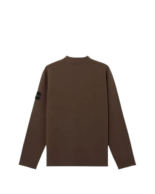 Stone Island Brown Logo-Patch Knit Sweater for men