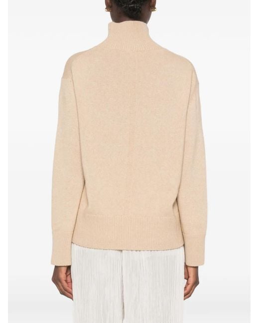 SERGIO MORETTI FIRENZE Natural Ribbed-Trim Mock-Neck Sweater