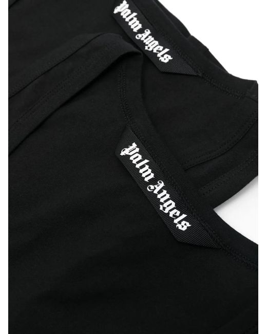 Palm Angels Black Cotton Tank Top (Pack Of Two) for men