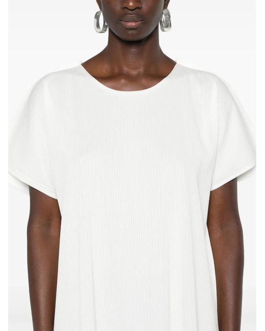Pleats Please Issey Miyake White A-Poc Form Ribbed Midi Dress