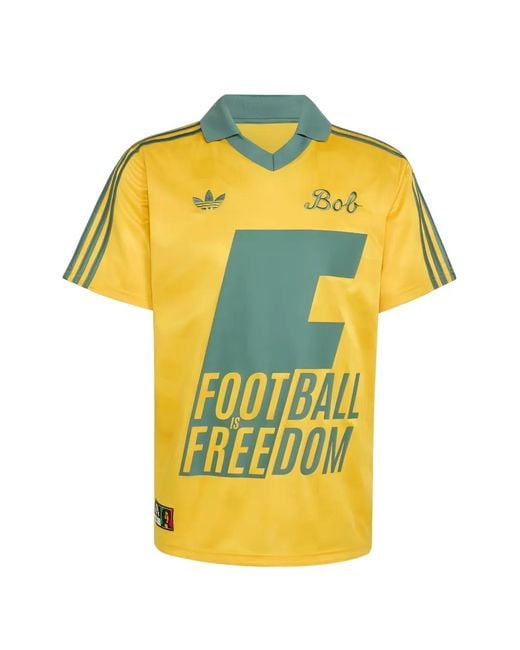 Adidas Originals Yellow Bob Marley Originals Three-Stripe T-Shirt for men