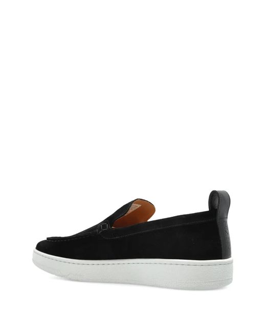 Lanvin Black Topstitched Pull-Tab Sneakers for men