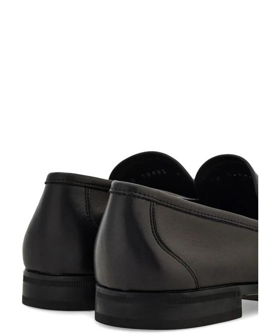 Ferragamo Black Gancini Ornament Loafers for men