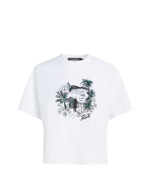 Karl Lagerfeld White Mc Villa Design T-Shirt