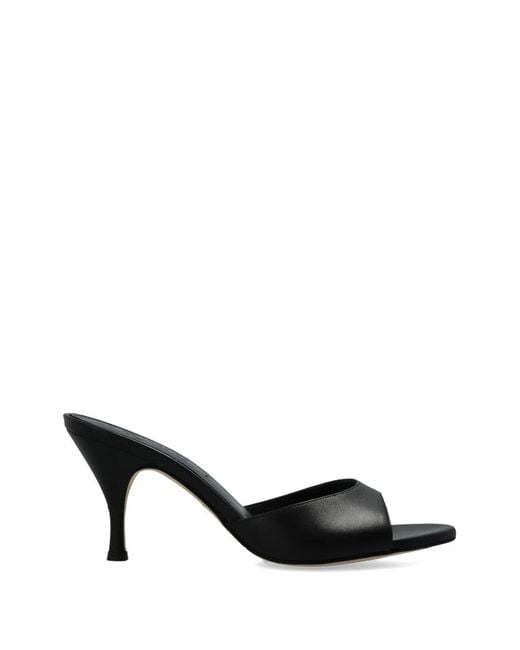 Aeyde Black Leather Heeled Sandals
