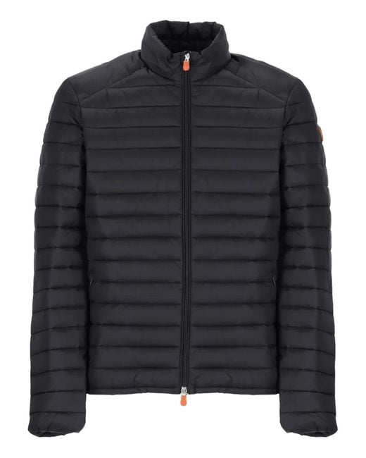 Save The Duck Black Logo-Patch Padded Jacket for men