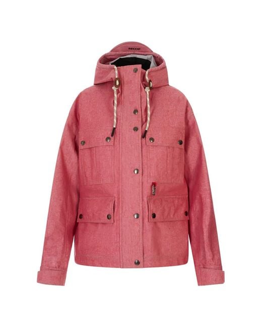 Moncler Red Hooded Press-Stud Jacket