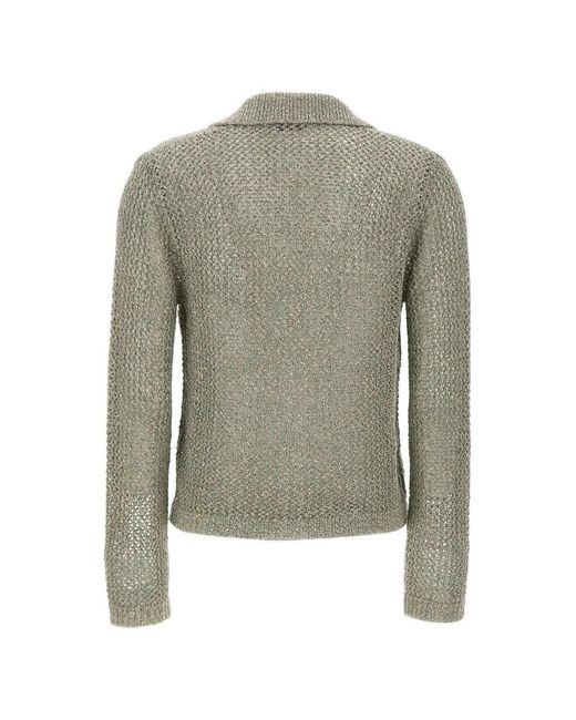 Kangra Green Openwork Sequin Cardigan
