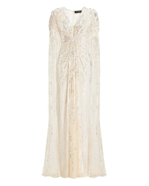Jenny Packham Natural Goldfinger Sequin-Embellished Maxi Dress