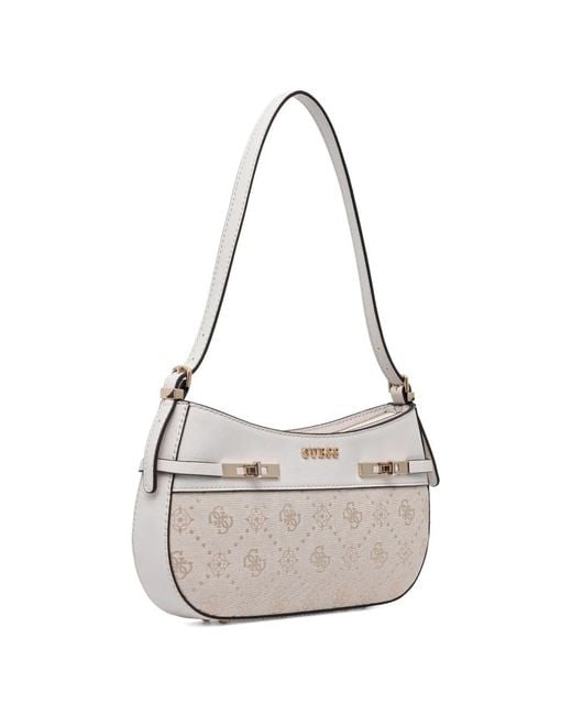 Guess White Monogram Hardware Tote Bag