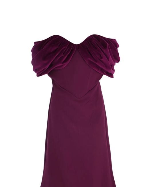 Rhea Costa Purple Ivonna Velvet-Detail Maxi Dress