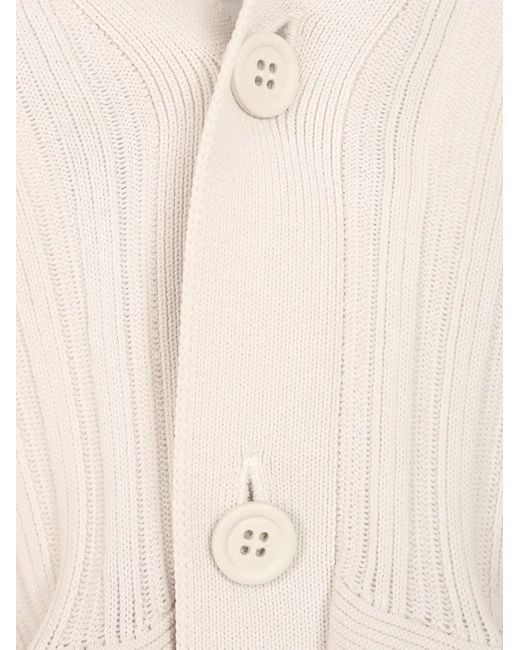 CFCL White Pottery Peplum-Hem Cardigan