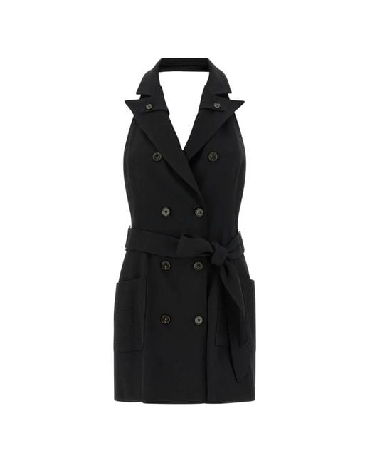 Elisabetta Franchi Black Double-Breasted Belted Dress