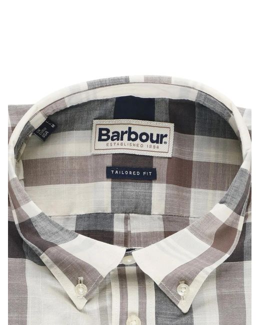 Barbour White Check-Pattern Button-Down Shirt for men