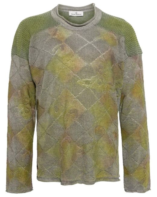 Vivienne Westwood Green Argyle-knit Hemp Jumper for men