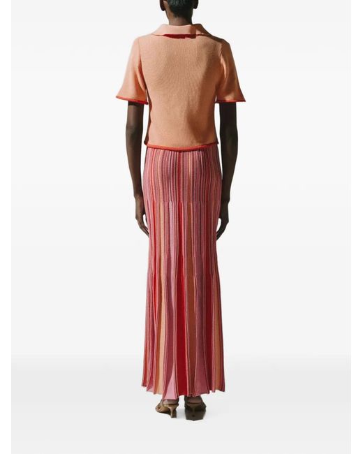 Baobab Red Carlotta Ribbed-Knit Maxi Skirt