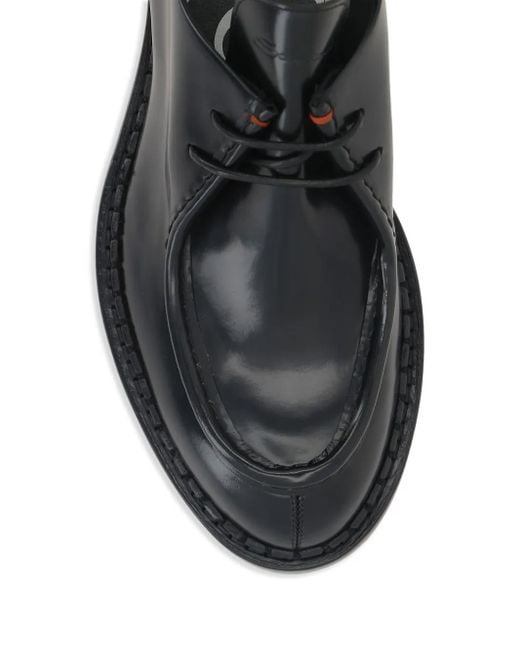 Santoni Black X 10 Corso Como Leather Lace-Up Shoes