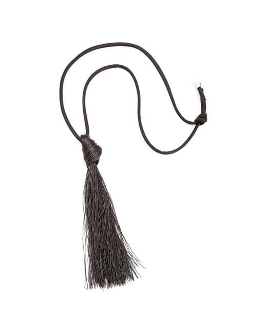 Alysi White Long Fringed Knotted Necklace