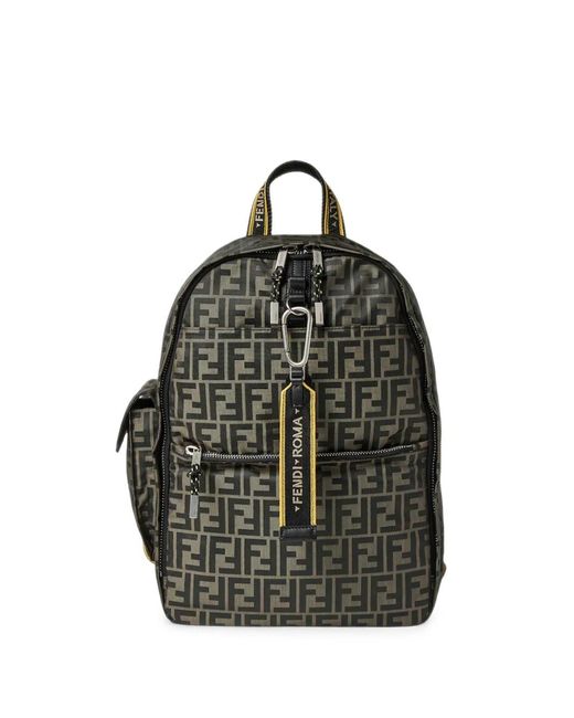 Fendi Black Ff Zucca Logo-Print Backpack for men