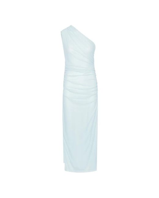 ROTATE BIRGER CHRISTENSEN White One-Shoulder Fitted Mini Dress With Draped Bust And Waist