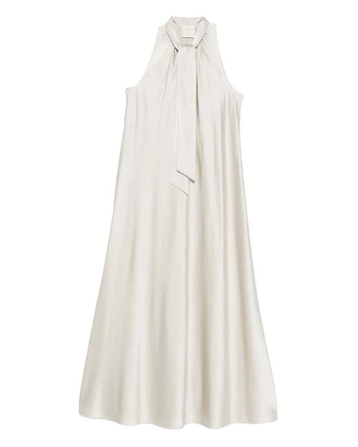 Forte Forte White Tie-Neck Maxi Dress