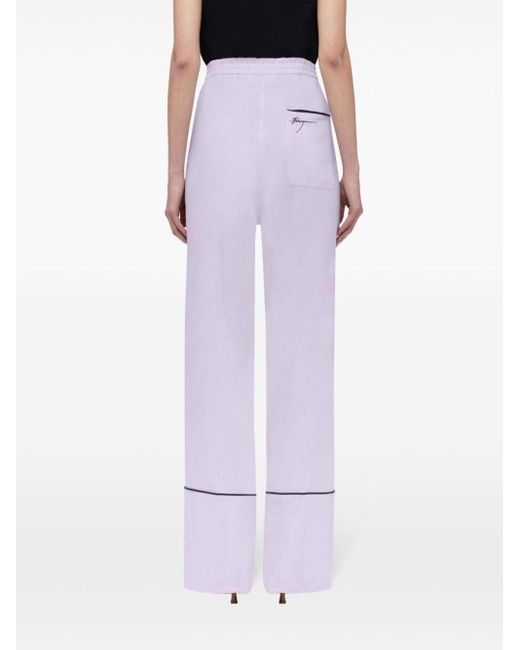 Ferragamo Purple Logo-embroidered Pyjama Trousers
