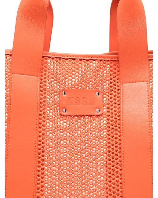 Borsa Tote Grande Con Logo di MSGM in Orange