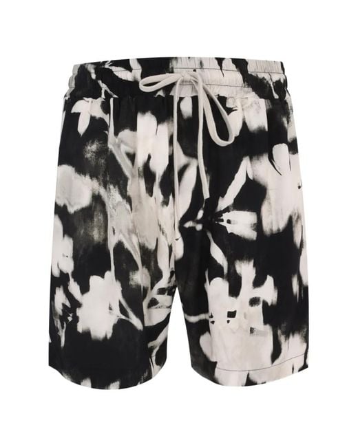 Gaelle Paris Black Patterned Bermuda Shorts for men
