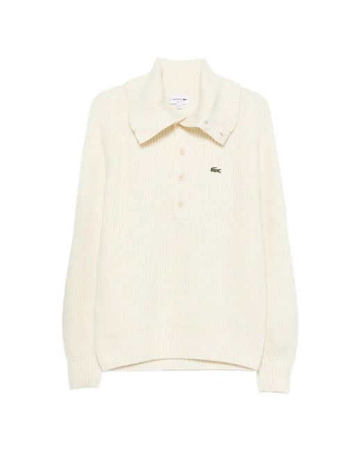 Lacoste White Ribbed-Knit High-Neck Sweater for men