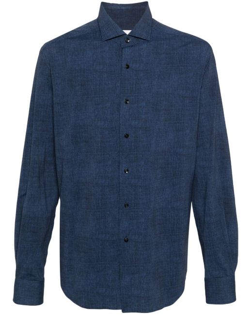 Xacus Blue Chambray-print Shirt for men
