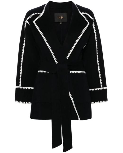 Maje Black Double-Faced Coat