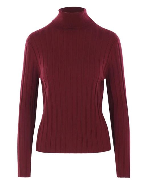 Allude Red Gerippter Rollkragenpullover