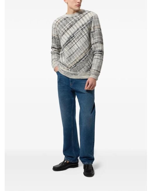 Missoni Gray Wool-Blend Pullover With Macro-Check Pattern for men