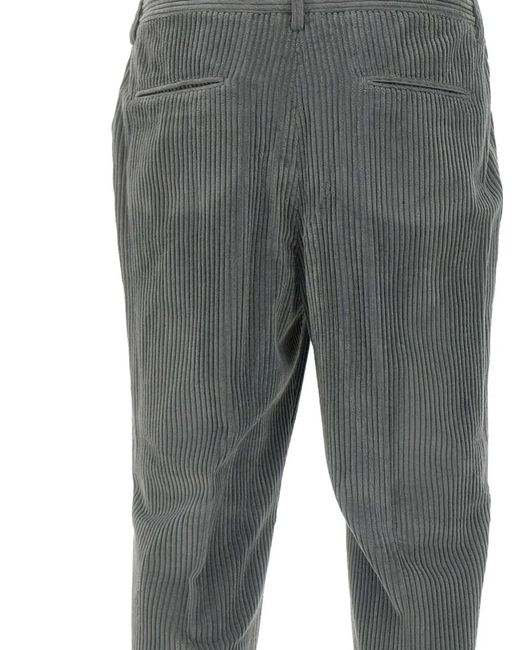 Devore Ribfluwelen Broek in het Gray voor heren