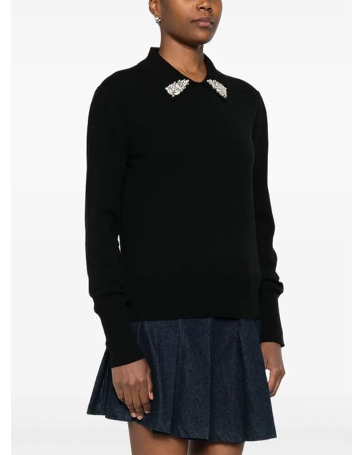 La Petite Robe Di Chiara Boni Black Crystal-Embellished Sweater