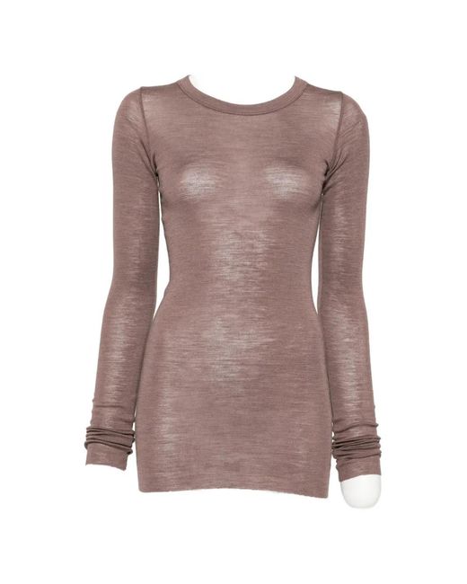 Rick Owens Brown Ribbed Long-Sleeves T-Shirt