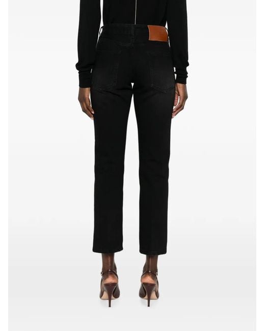 Victoria Beckham Black Logo-Patch Jeans