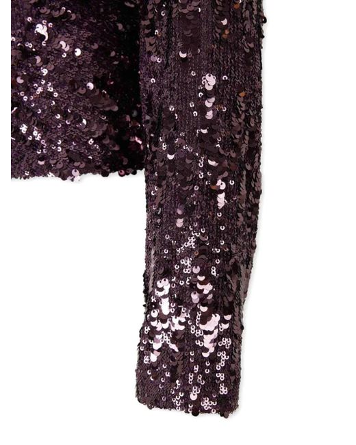Rabanne Purple Sequin-Detail Long-Sleeve Top