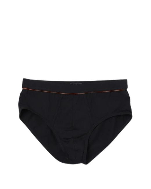 Zegna Black Logo-Patch Contrast-Trim Briefs for men