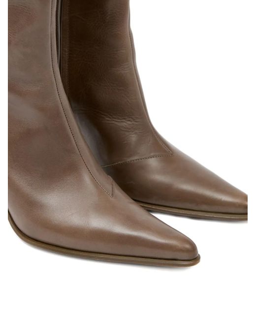 MM6 by Maison Margiela Brown Pointed-Toe Knee-High Boots