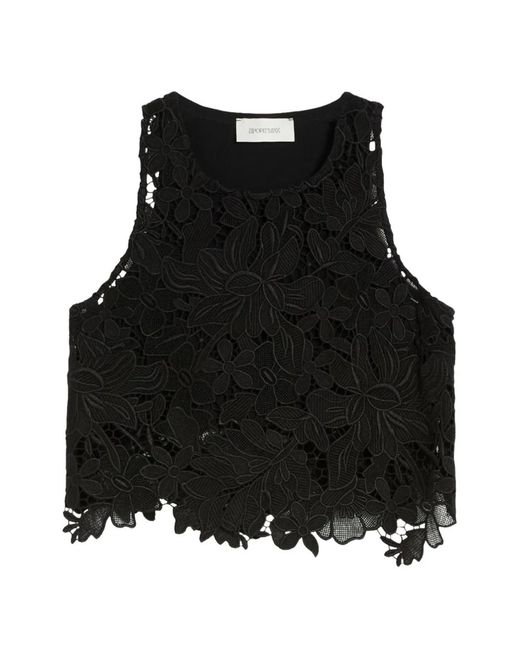 Sportmax Black Floral Lace Top